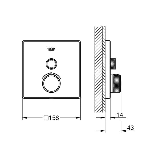 Grohe Ankastre Term. Banyo Bat. 1 Çık. S.Control Kr/Byz- 29153LS0