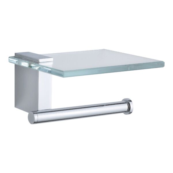 VitrA Diagon A44442 Cam Etajerli Tuvalet Kağıtlığı Krom