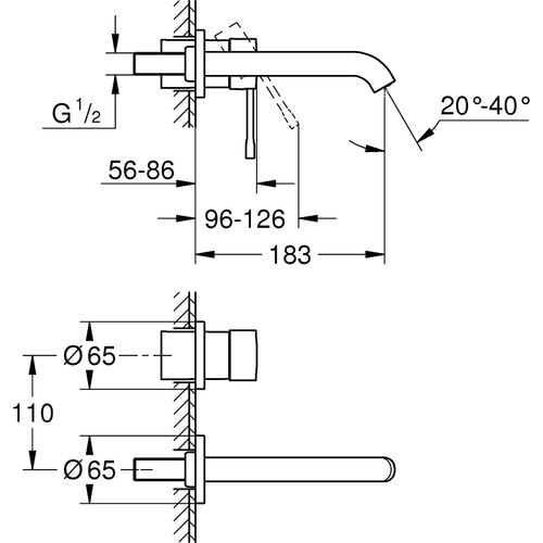 Grohe Essence Iki Delikli Lavabo Bataryasım-Boyut 19408BE1