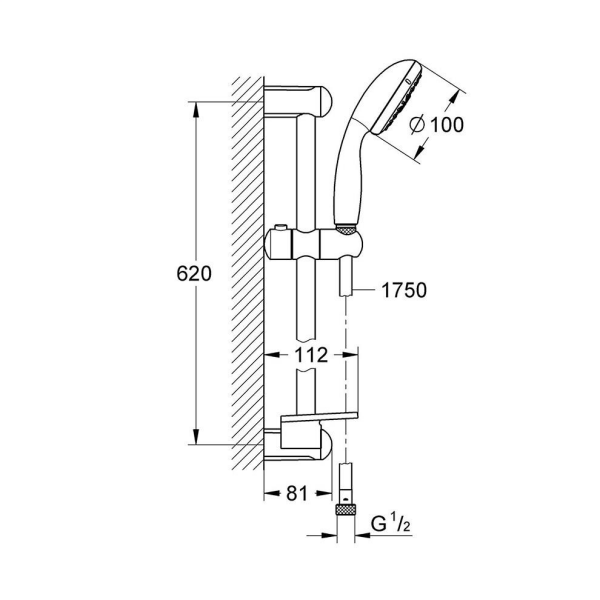 Grohe Ntemp 100 4 Fonksiyonlu Sürgülü Üst Takım 600MM