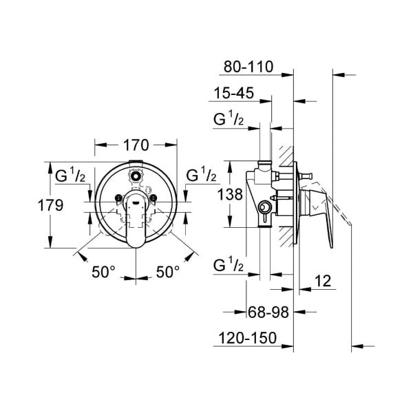 Grohe Eurosmart Cosmo Ankastre Banyo Bataryası ve İç Set