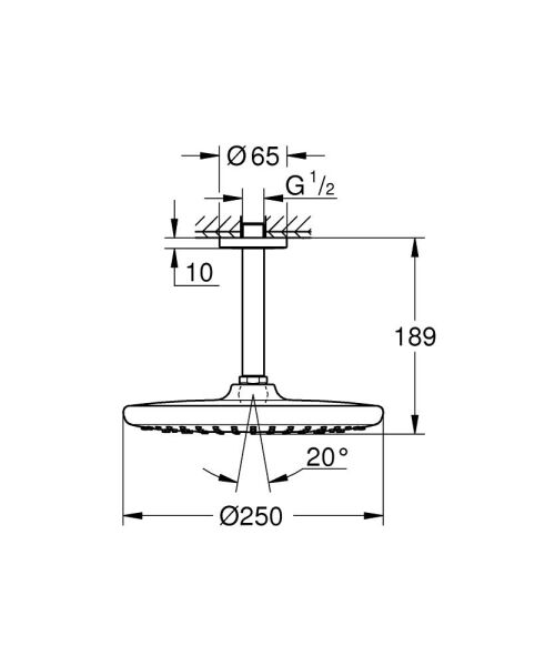 Grohe Tempesta 250 Tepe Duşu Seti 142 mm, Tek Akışlı Mat Siyah - 266692430