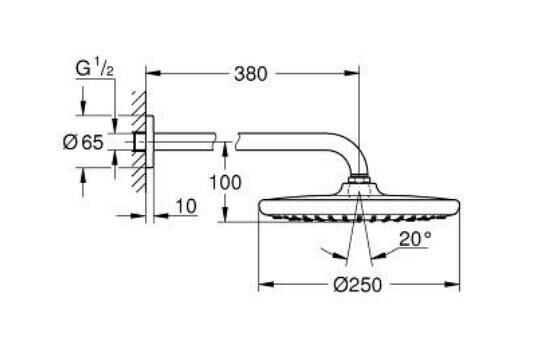 Grohe Tempesta 250 Tepe Duşu Seti 380 mm, Tek Akışlı - 266682430
