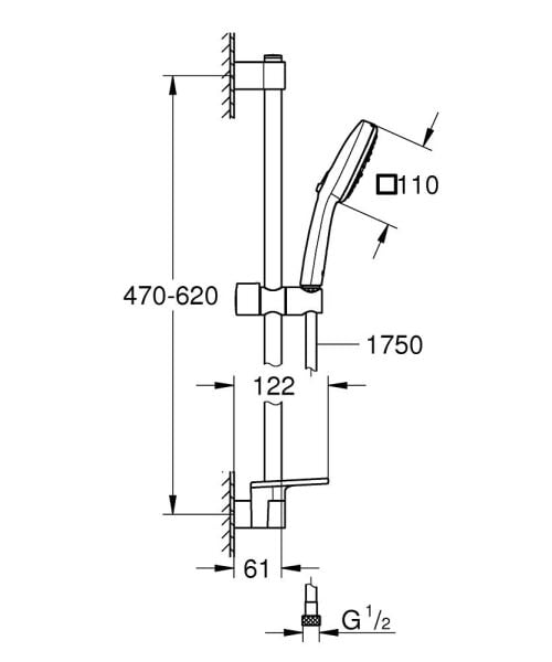 Grohe Tempesta Cube 110 Duş Seti 3 Akışlı (Rain, Jet, Massage) - 27576003