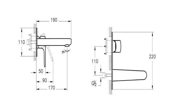 Artema Root Round Ankastre Lavabo Bataryası  (Sıva Üstü Grubu), krom