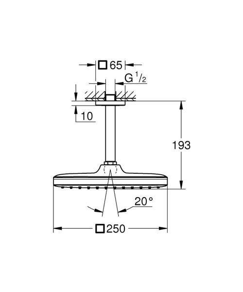 Grohe Tempesta 250 Cube Tepe Duşu Seti 142 mm, Tek Akışlı Mat Siyah - 266882430