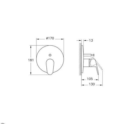 Artema Root Round Ankastre Banyo Bataryası  (Sıva Üstü Grubu), krom