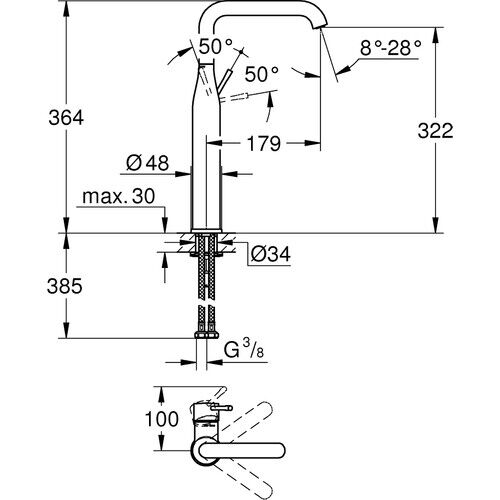 Grohe Essence Tek Kumandalı Lavabo Bataryası xl-Boyut 32901DC1