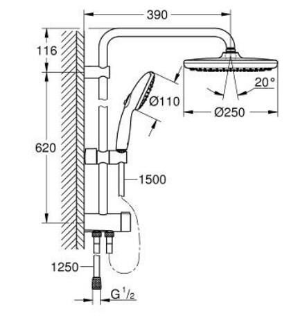 Grohe Tempesta System 250 Duş Sistemi Mat Siyah - 269802431