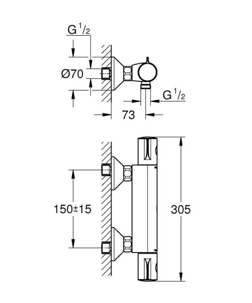 Grohe Grohtherm 800 Termostatik Duş Bataryası Mat Siyah - 1022022430